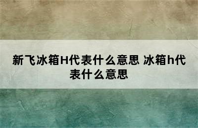 新飞冰箱H代表什么意思 冰箱h代表什么意思